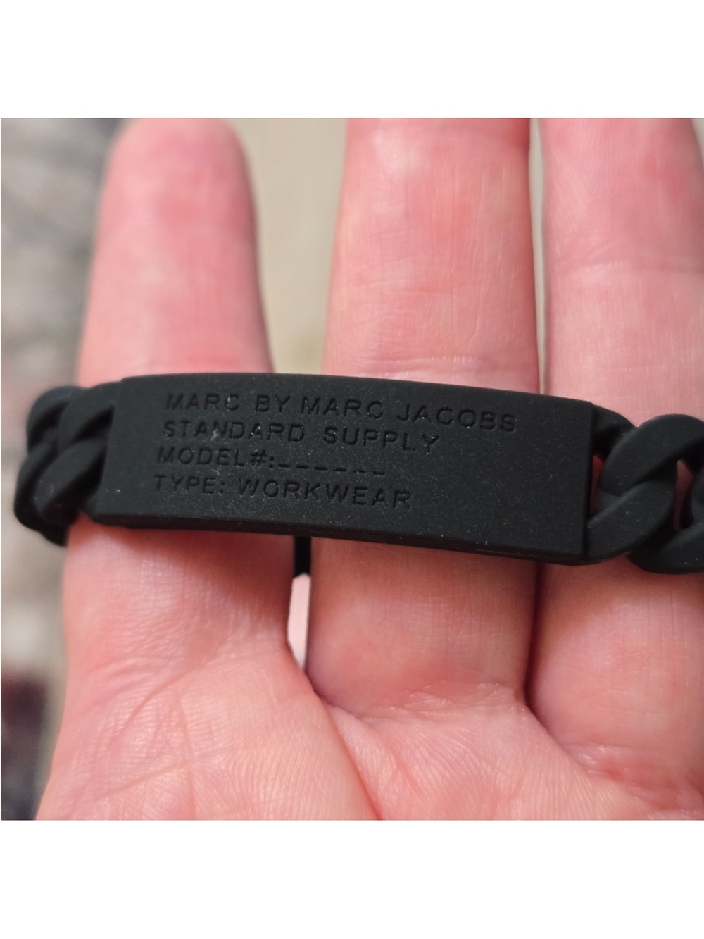 Marc Jacobs Black Silicone Link ID Bracelet